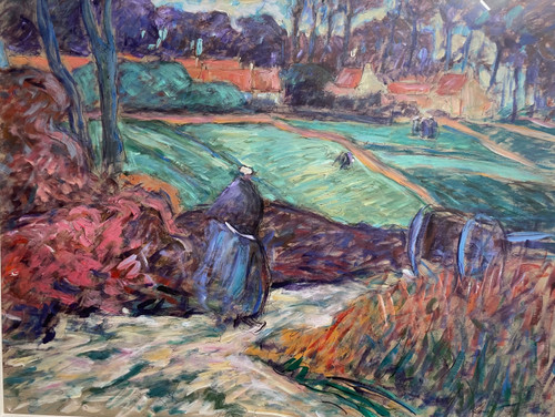 Bretons on a stroll, Pont-Aven school