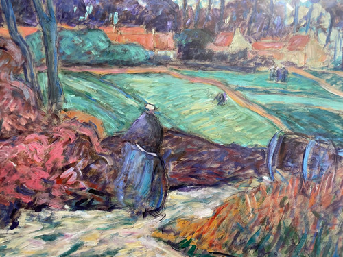 Bretons on a stroll, Pont-Aven school