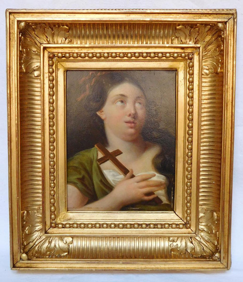 School From The Early 19th Century, Portrait Of Saint Mary Magdalene, Hsp Golden Frame