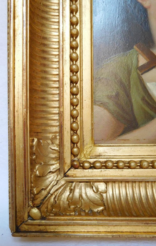 School From The Early 19th Century, Portrait Of Saint Mary Magdalene, Hsp Golden Frame