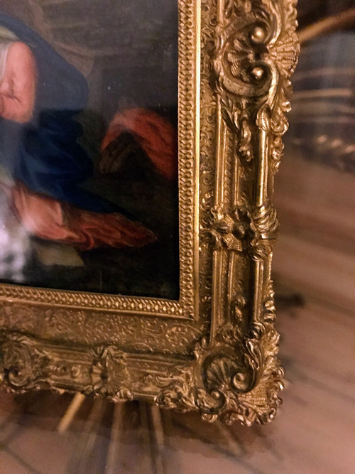 Maison Alphonse Giroux: gilded and chiseled bronze frame and miniature