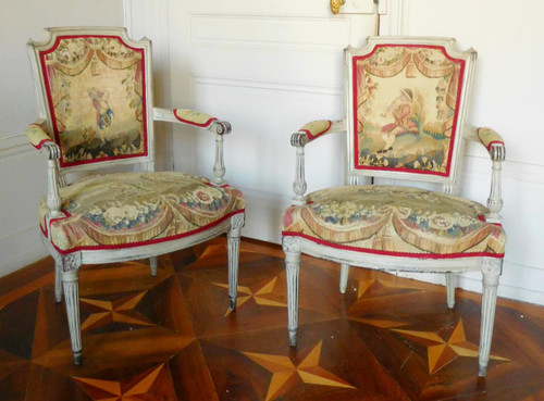 2-Seater Sofa In Aubusson Tapestry, Louis XVI Period