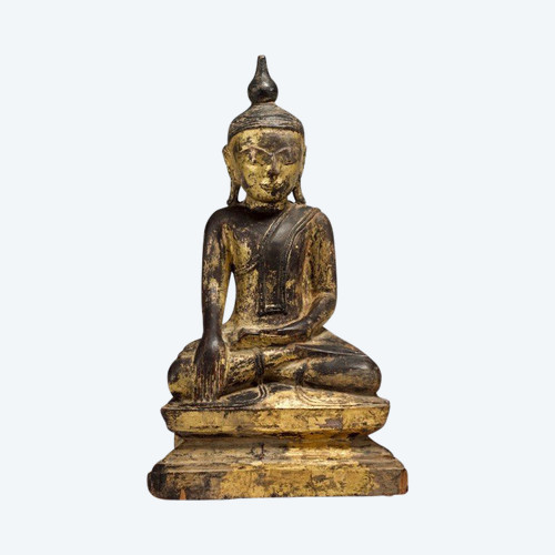 Burmese Buddha In Golden Wood