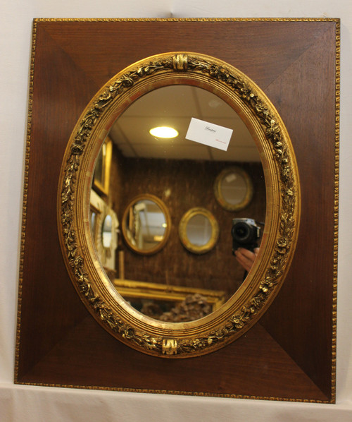 Rectangle Medallion Mirror, Wood And Gold 53 X 63 Cm