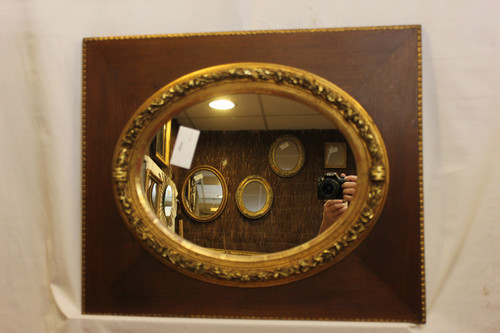 Rectangle Medallion Mirror, Wood And Gold 53 X 63 Cm