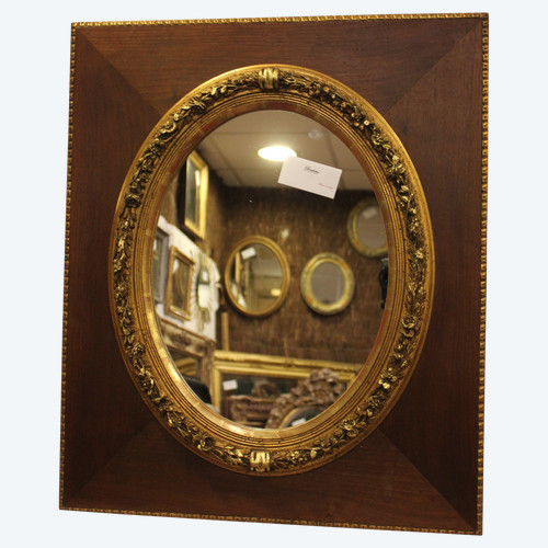 Rectangle Medallion Mirror, Wood And Gold 53 X 63 Cm