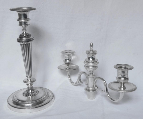 pair of Candelabra, Model of the Château De Fontainebleau Silver Bronze th. Empire Restoration