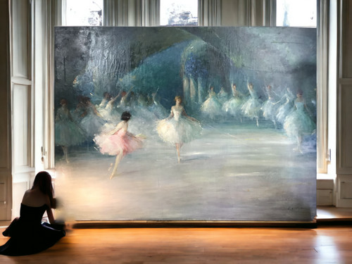 EXCEPTIONNELLE PEINTURE SUR TOILE " SALLE DE BALLET DE L OPERA DE PARIS "DE ALBERT EMILE DELLUC 