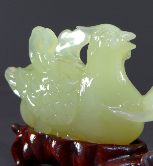 Chine, Années 1950/1960, Sculpture En Jade Canard Et Fleur. 