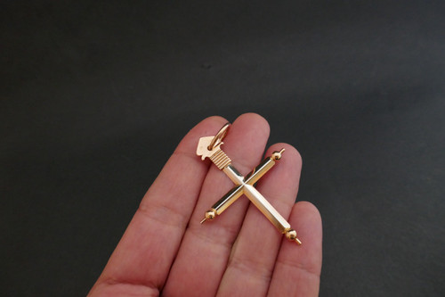 Old Stick Cross In 18 Carat Rose Gold.