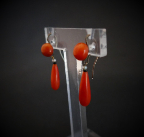 Ancient Coral Drop Earrings.