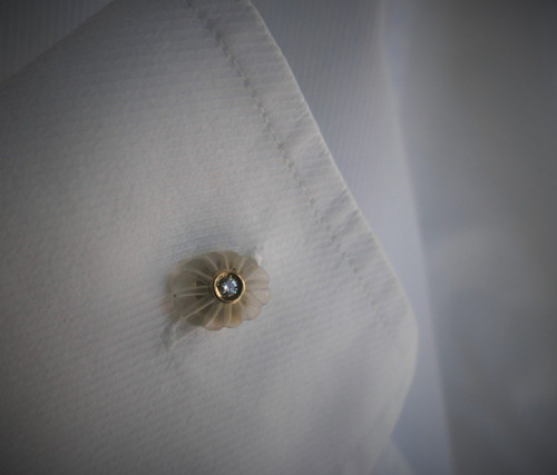 Rock Crystal And Diamond Cufflinks, 18 Carat Gold.