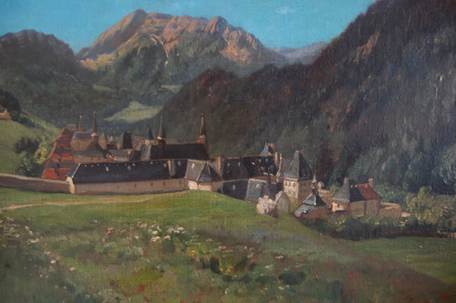 Ernest-Victor Hareux - The Monastery of La Grande Charteuse - Dauphinoise school from the 19th Century