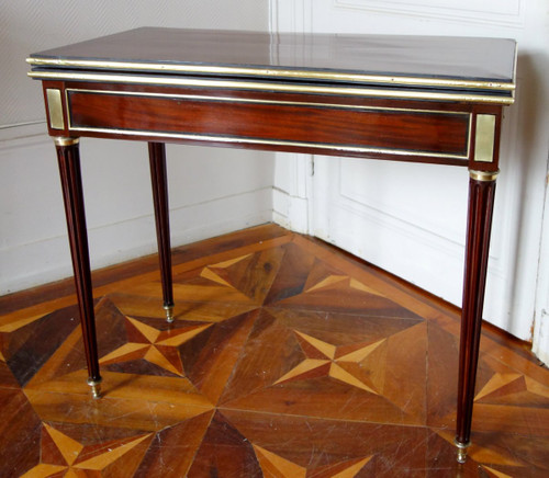 Louis XVI Period Game Table In Mahogany, Ebony And Lemon Tree, Late 18th Century