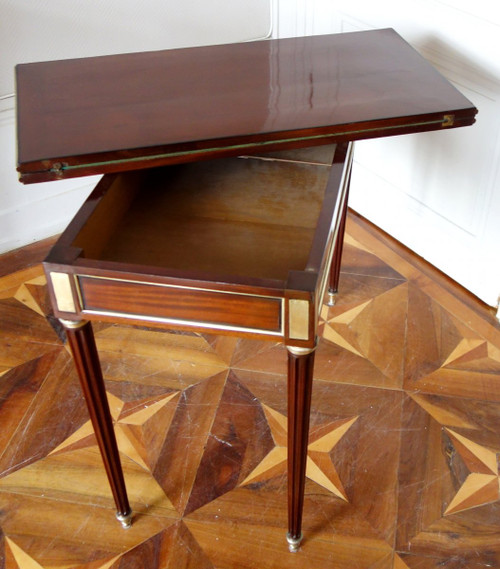 Louis XVI Period Game Table In Mahogany, Ebony And Lemon Tree, Late 18th Century