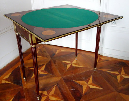 Louis XVI Period Game Table In Mahogany, Ebony And Lemon Tree, Late 18th Century