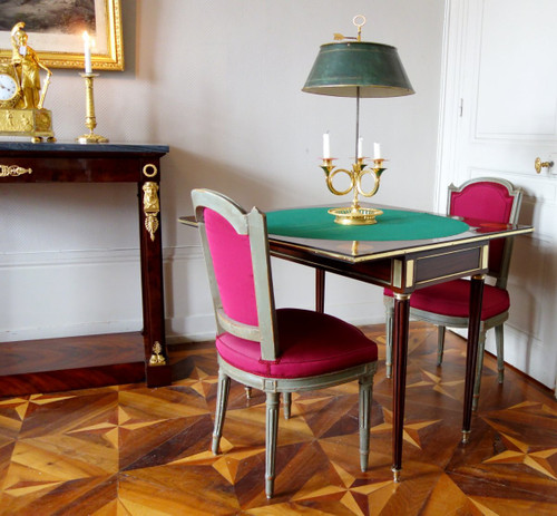 Louis XVI Period Game Table In Mahogany, Ebony And Lemon Tree, Late 18th Century