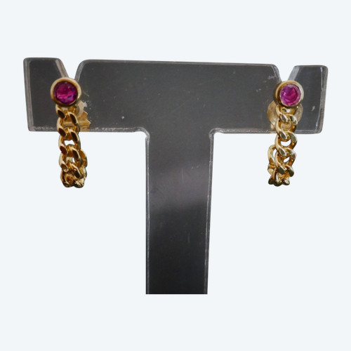 Ruby Earrings, 18 Carat Yellow Gold.