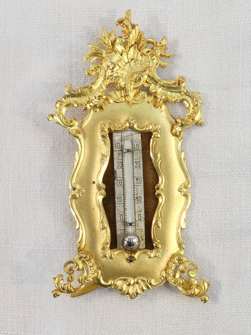 Cadre thermometre en bronze doré de style LOUIS XV