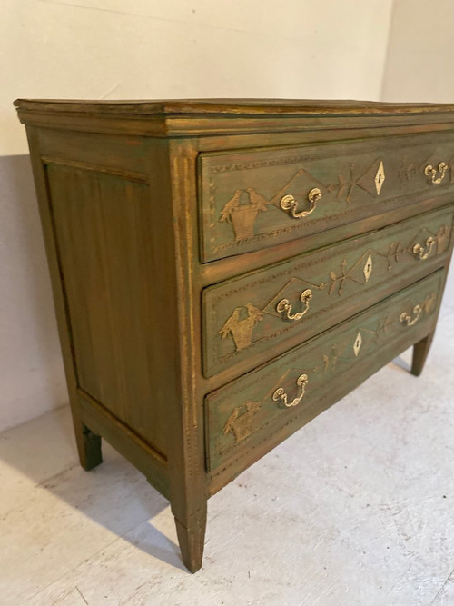 Liège Commode 19th Century Louis XVI Decor With Birds