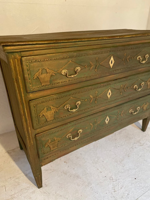 Liège Commode 19th Century Louis XVI Decor With Birds