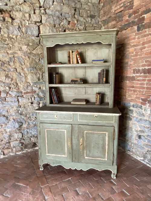 Buffet 2 corpi XVIII secolo Movimento Luigi XV 2 ante 2 cassetti Patina