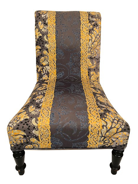 Low chair with moving backrest, blackened wooden legs. Napoleon III period