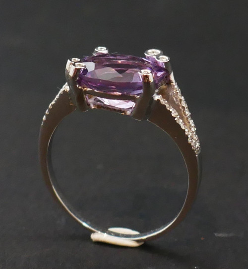 Amethyst And Diamond Ring, 18 Carat White Gold.