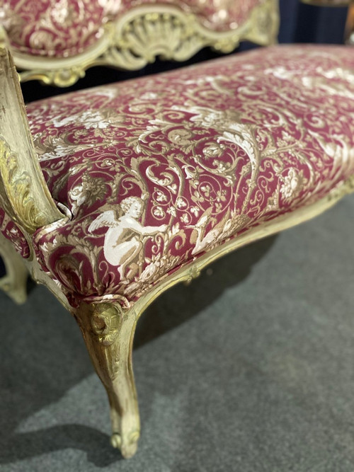 Canapé Louis XV 19e Siècle Patine Avec Nouvelles Tapisseries