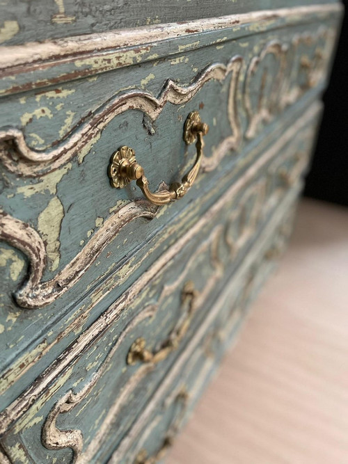 Louis XV Patinated Commode Dating 19th Century 3 Drawers