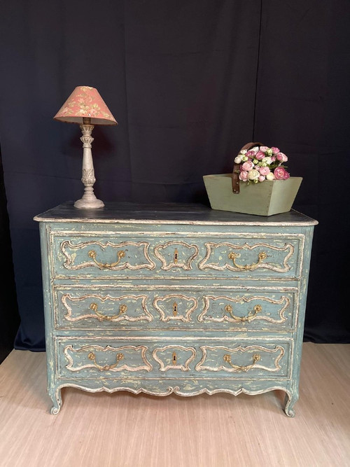 Louis XV Patinated Commode Dating 19th Century 3 Drawers