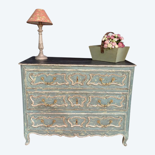 Louis XV Patinated Commode Dating 19th Century 3 Drawers