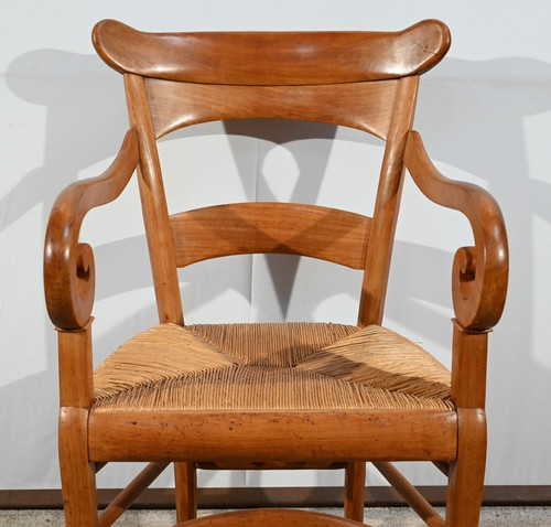 Pair of Estate Armchairs in Solid Cherry, Restoration Period – 1st Part 19th