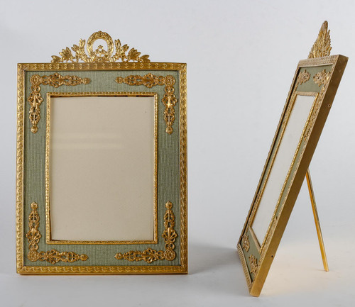 A pair of late 19th century gilded bronze photo frames