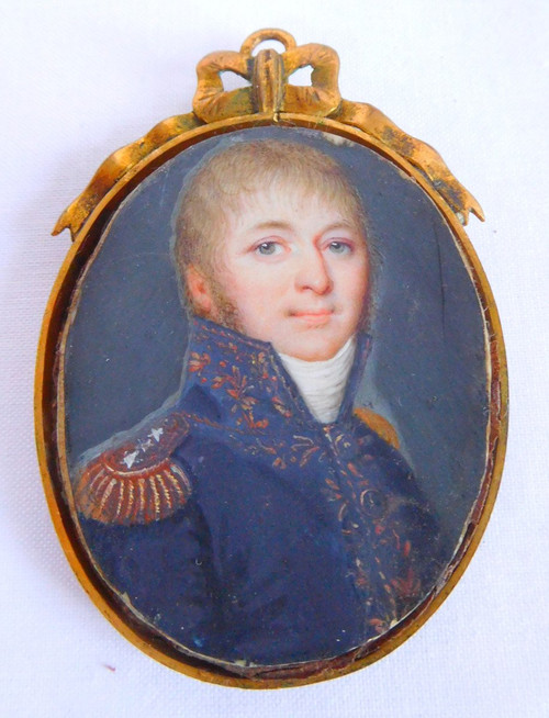 Miniature Portrait On Ivory: General Of The Empire, Early 19th Century