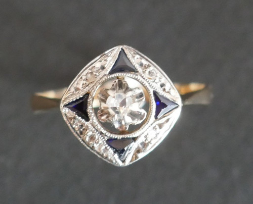 Art Deco Diamond And Sapphire Ring.