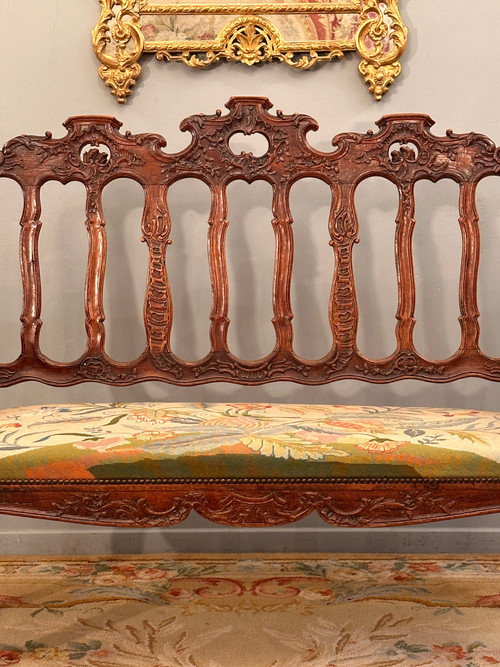 Regency Period Molded and Carved Wood Bench Circa 1720