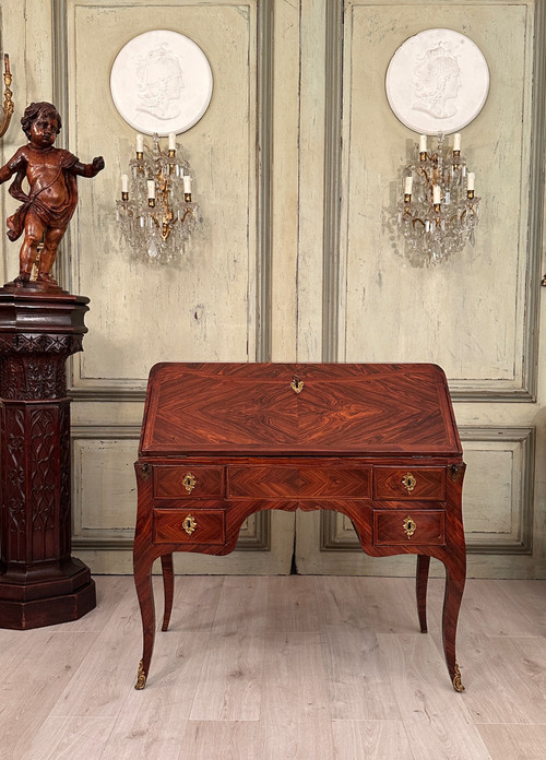 Guillaume Kemp,  Bureau Secretaire Estampillé d'Epoque Louis XV Vers 1760