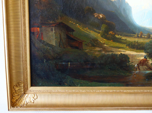 Jules Nicolas Schitz - Große Berglandschaft Öl auf Leinwand 147x113cm