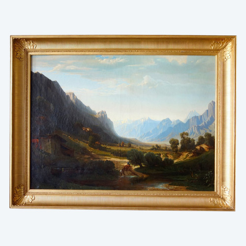 Jules Nicolas Schitz - Große Berglandschaft Öl auf Leinwand 147x113cm