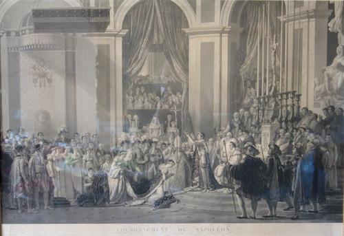 Grande Gravure Empire :  Le Sacre De Napoléon Empereur - 94,5 X 119cm