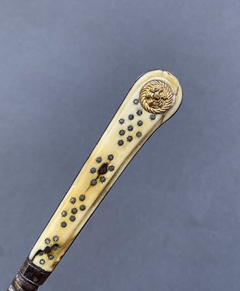 Elegante COLTELLO PIEGHEVOLE di Huillier Lama dritta in acciaio con un bordo, appoggio caratteristico