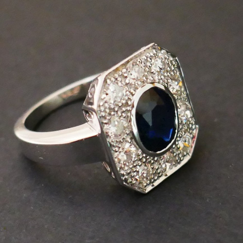 Sapphire And Diamond Ring, 18-carat white gold setting.