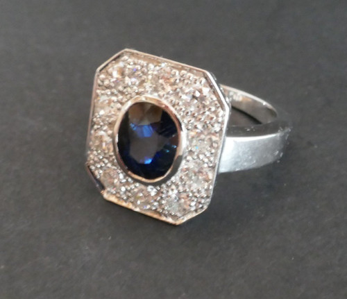 Sapphire And Diamond Ring, 18-carat white gold setting.