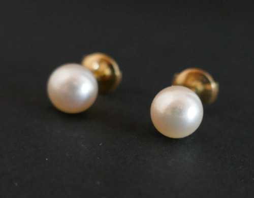 Pair Of Cultured Pearl Earrings, 5.50 mm.