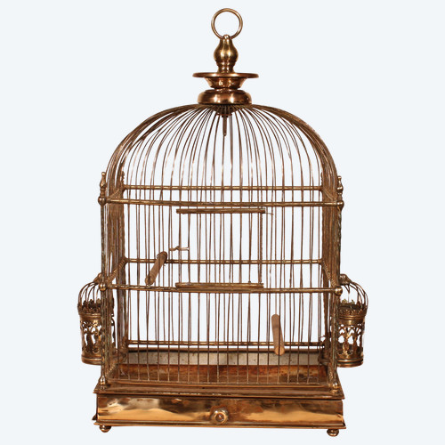 Cage à Oiseaux En Laiton - 19° Siècle