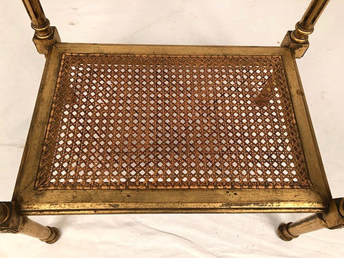 Louis XVI style pedestal table in gilded wood and marble top