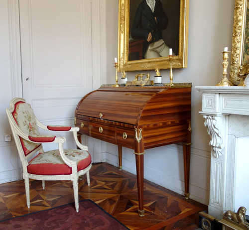 Claude Séné, Louis XVI Period Queen Armchair, Beauvais Tapestry & Inventory Number