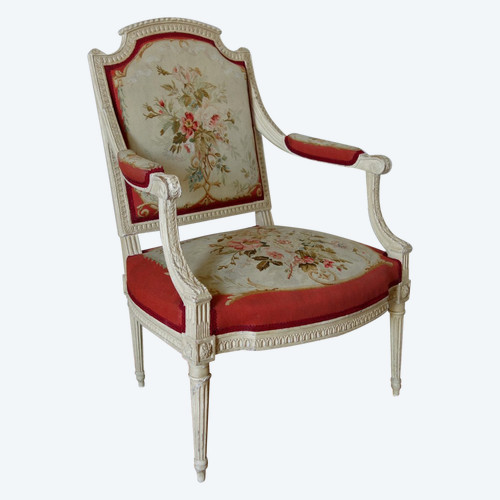 Claude Séné, Louis XVI Period Queen Armchair, Beauvais Tapestry & Inventory Number