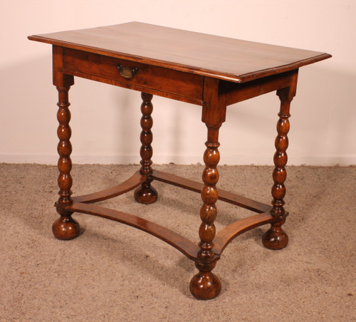 Small Writing Table/side Table In Walnut-17th Century